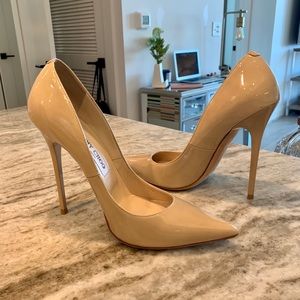 Jimmy Choo Romy Pointed Nude Pumps